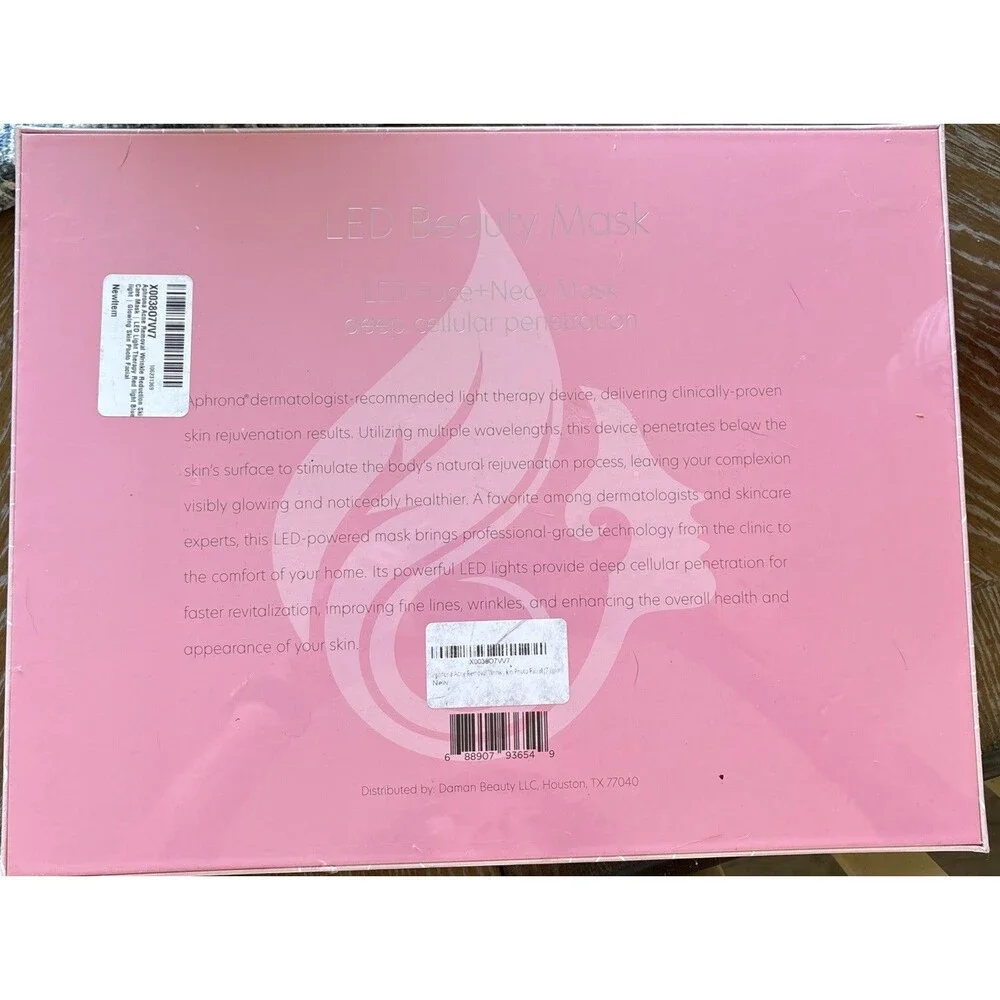 APHRONA Pink LED Light Therapy Mask, Face & Neck Beauty Skincare Treatment